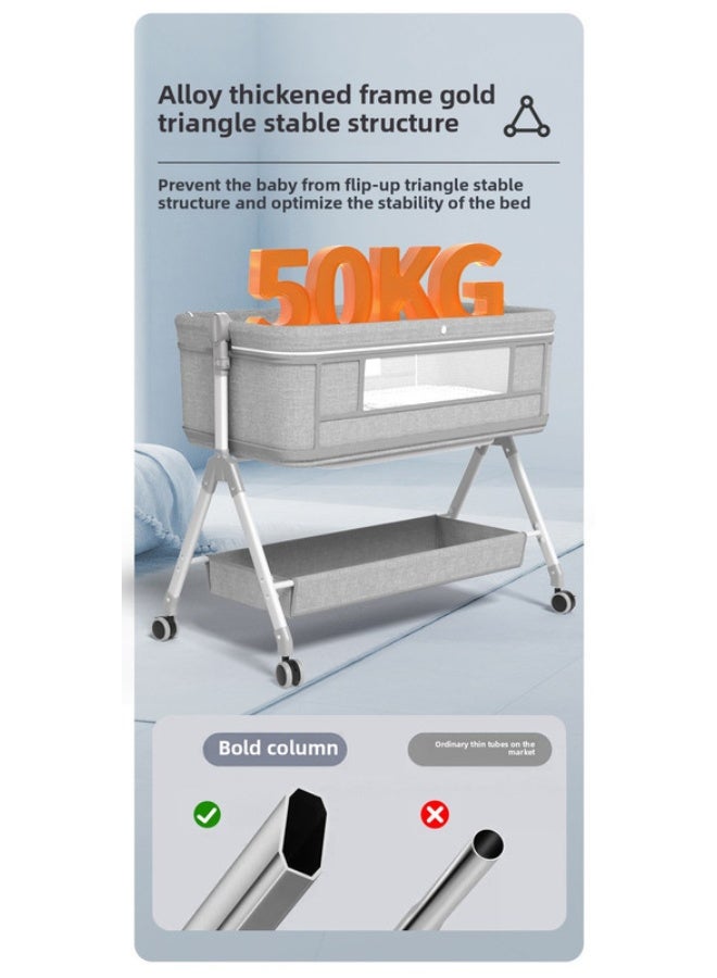ORiTi سرير أطفال سرير متحرك، متعدد الوظائف، محمول، قابل للطي، سرير، سرير ملحق - وردي - Image 4