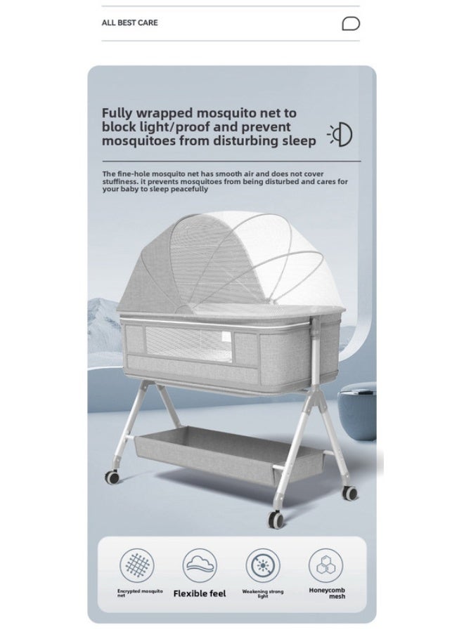 ORiTi سرير أطفال سرير متحرك، متعدد الوظائف، محمول، قابل للطي، سرير، سرير ملحق - وردي - Image 2