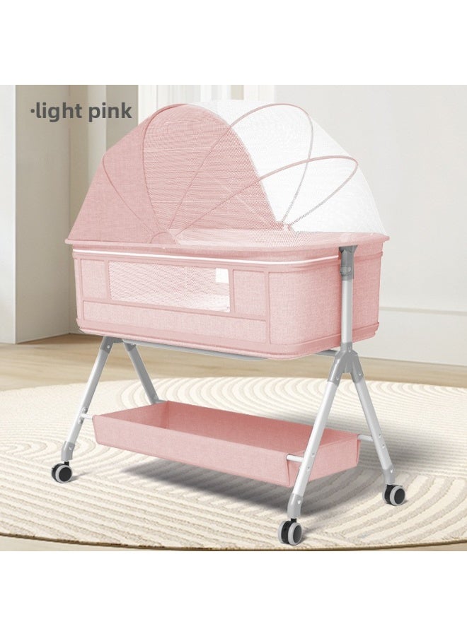 ORiTi سرير أطفال سرير متحرك، متعدد الوظائف، محمول، قابل للطي، سرير، سرير ملحق - وردي - Image 1