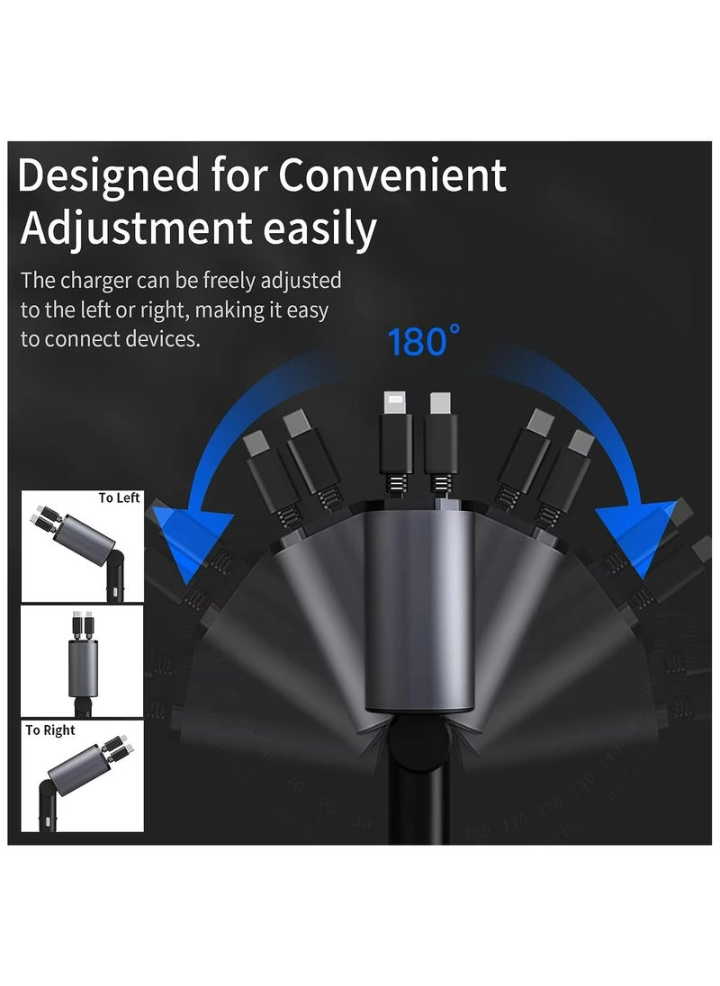 Generic - Car Fast Charger Type C  4-in-1 Adapter With Collapsible Lightning Dual USB Ports Voltage Display Compatible With iPhone iPad Galaxy 120W Power Output - Image 1