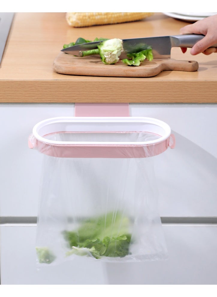 Bukela 2 PCS Plastic Trash Rack, Portable Hanging Organizer, Trash Bag Holder with Lid (Blue and Pink) - Image 3