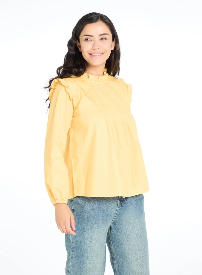 The Label Life Pintuck Ruffled Blouse