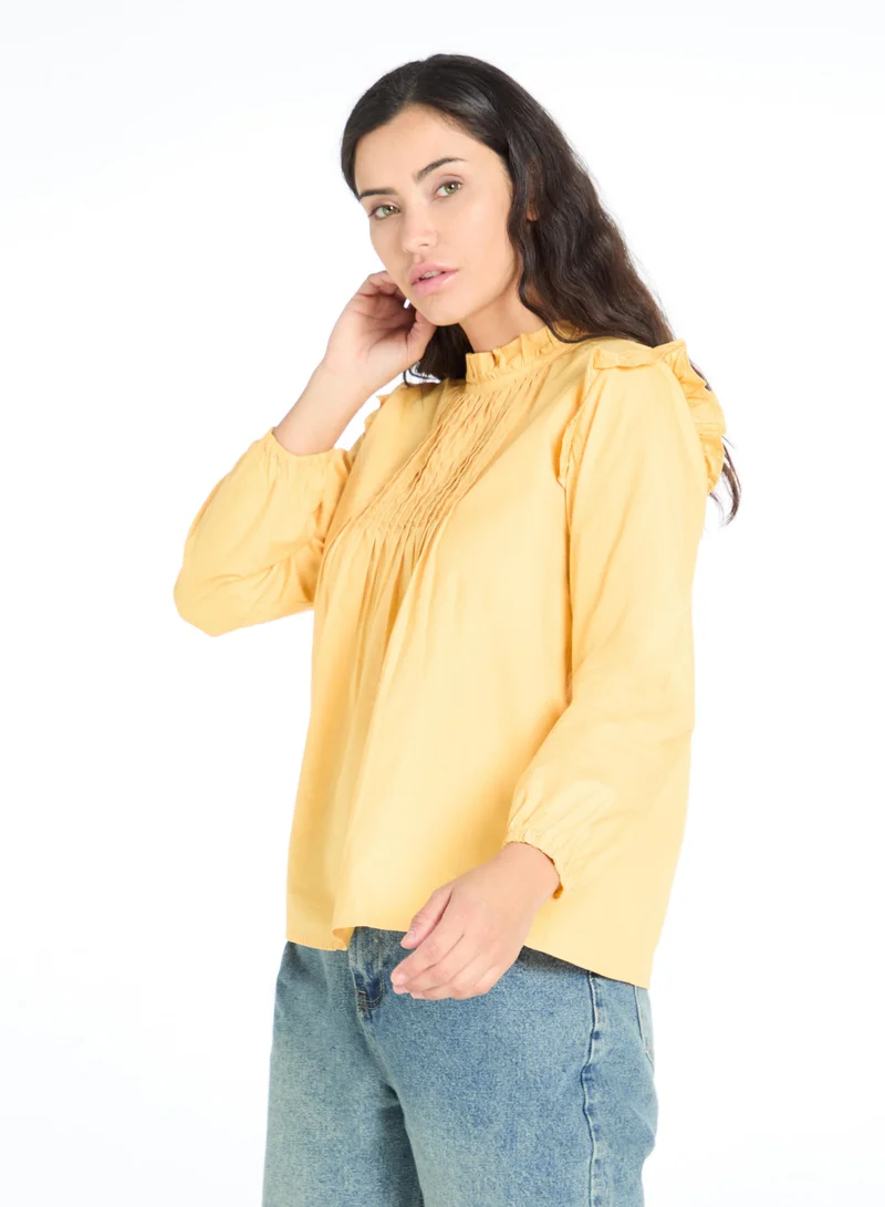 The Label Life Pintuck Ruffled Blouse