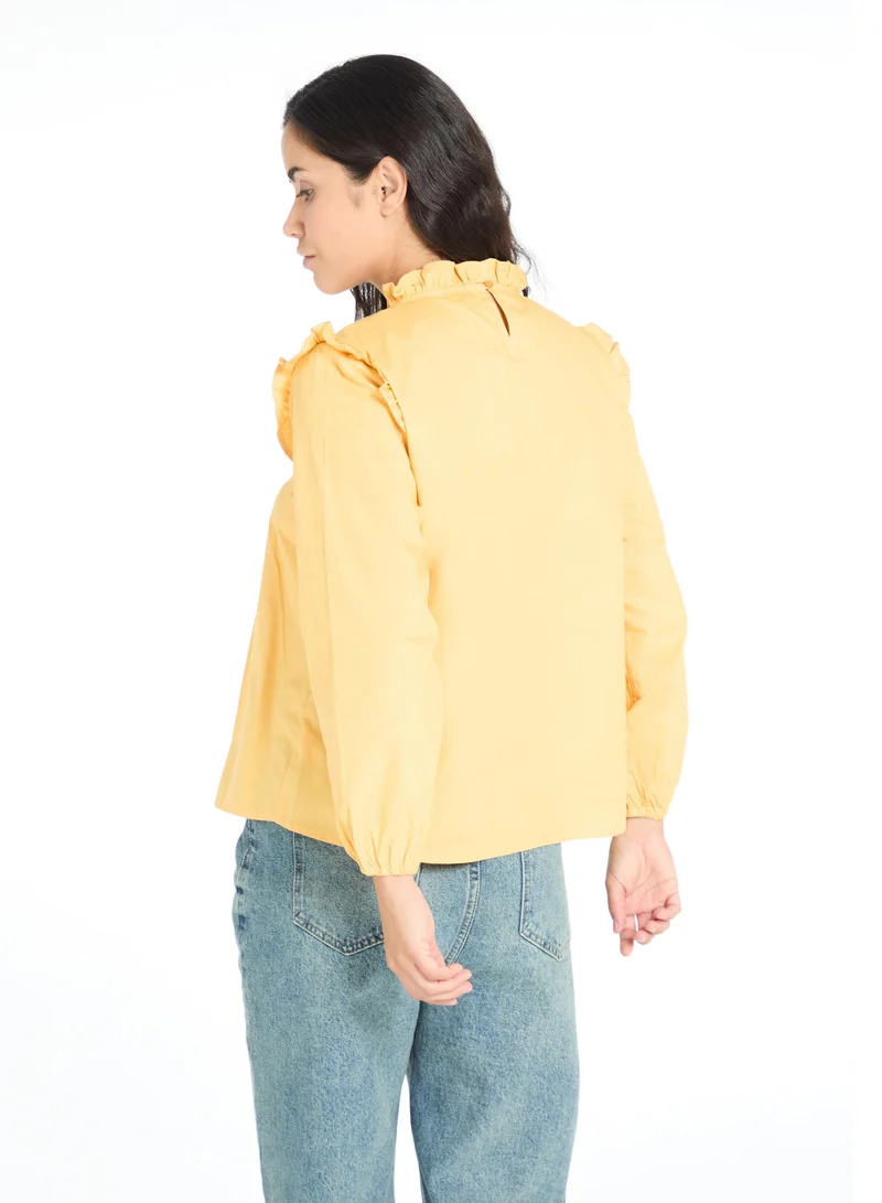 The Label Life Pintuck Ruffled Blouse