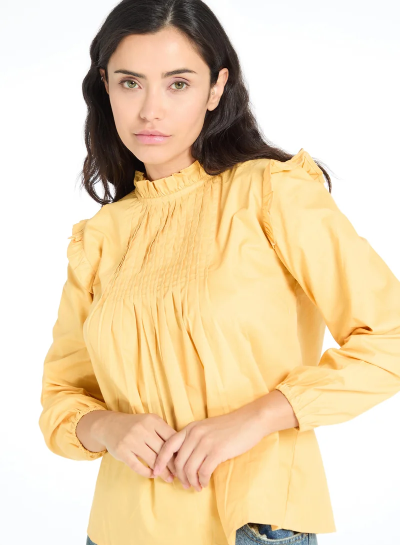 The Label Life Pintuck Ruffled Blouse