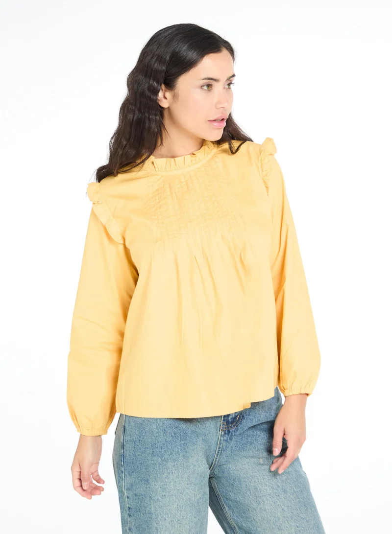 The Label Life Pintuck Ruffled Blouse