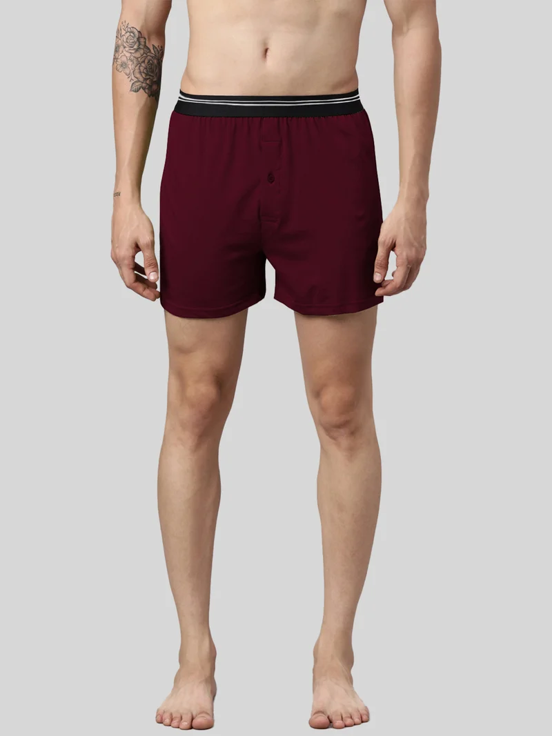 Joven Men Solid Pure Cotton Boxers Pack Of 2