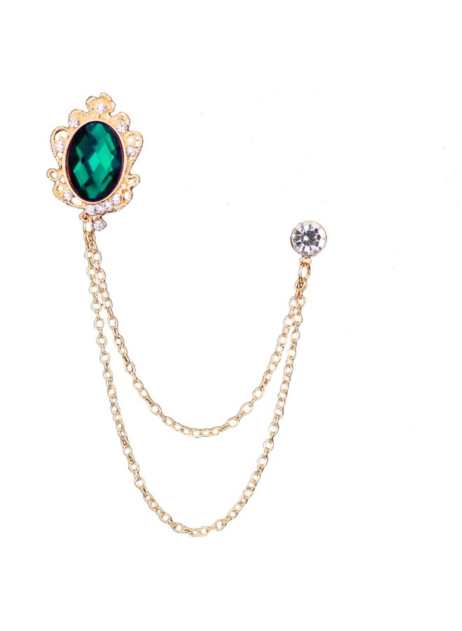 Shougu Versatile Temperament Personality Gemstone Tassel Chain Suit Brooch