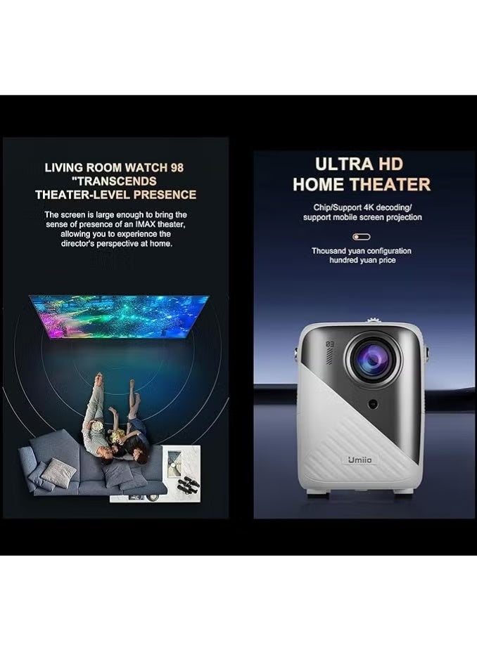 Umiio Q3 Pro Smart Projector, 4K Support, WiFi & Bluetooth, Portable Mini Video Projector, Dual Wireless Game Controllers, Keystone Correction, 50–150 Inch Large Screen Projection, HDMI Connectivity, Compatible with Android, iOS & PC, Home Theater, Gaming, Movies & Entertainment, Black - Image 3