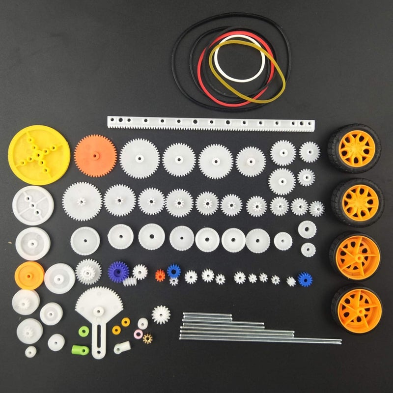 EUDAX 82 pcs Plastic Gear Package Kit DIY Gear Assortment accessories set for Toy Motor Car Robot Various Gear Axle Belt Bushings - Image 3