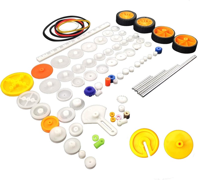 EUDAX 82 pcs Plastic Gear Package Kit DIY Gear Assortment accessories set for Toy Motor Car Robot Various Gear Axle Belt Bushings - Image 1