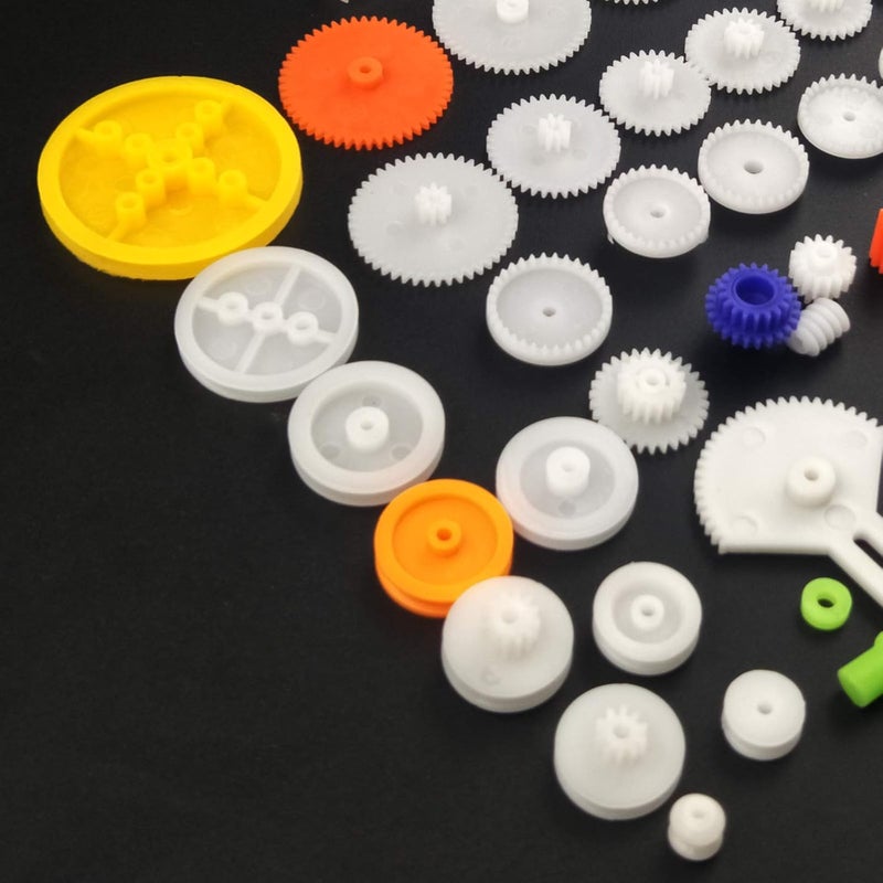 EUDAX 82 pcs Plastic Gear Package Kit DIY Gear Assortment accessories set for Toy Motor Car Robot Various Gear Axle Belt Bushings - Image 5