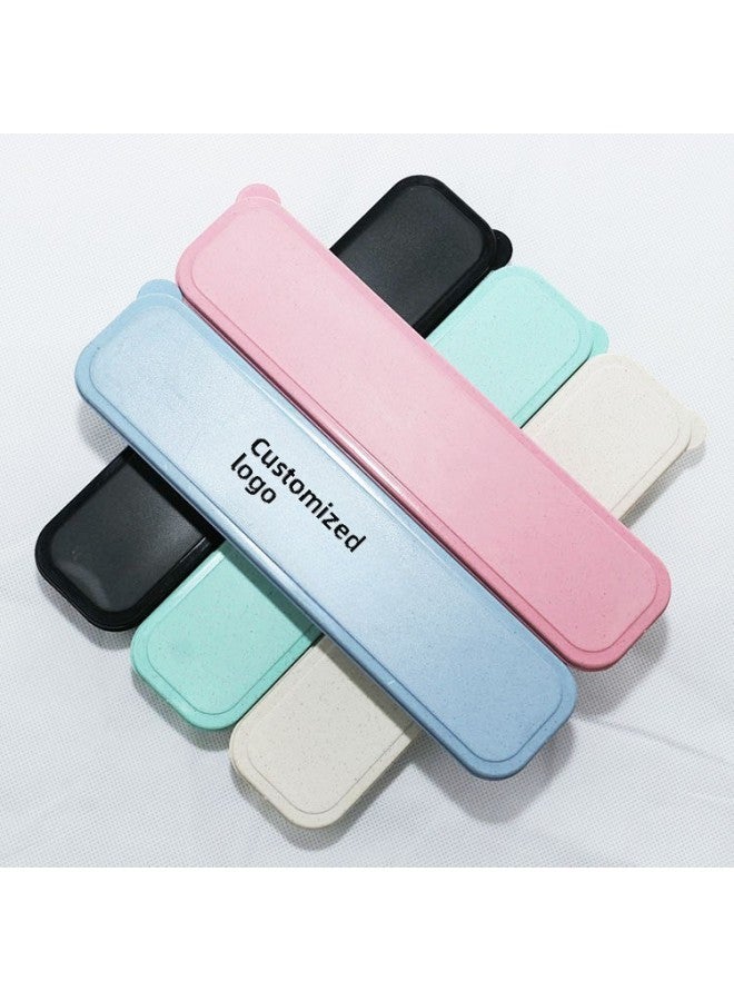 Eco-Friendly Wheat Straw Tableware Set With Straw UV Coating Logo Customization Available For Sustainable Dining Experience-Specifications:small Size Flip Pink  - Image 2