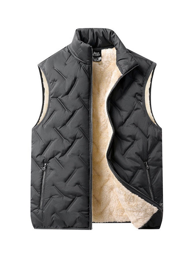 سترة شتوية رجالية دافئة ومبطنة سترة بدون أكمام للخارج مقاومة للبرد مبطنة بطانة فرائية ناعمة خفيفة الوزن مريحة للارتداء في فصل الشتاء - Image 1