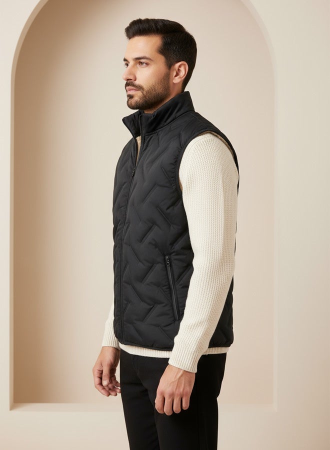 سترة شتوية رجالية دافئة ومبطنة سترة بدون أكمام للخارج مقاومة للبرد مبطنة بطانة فرائية ناعمة خفيفة الوزن مريحة للارتداء في فصل الشتاء - Image 5