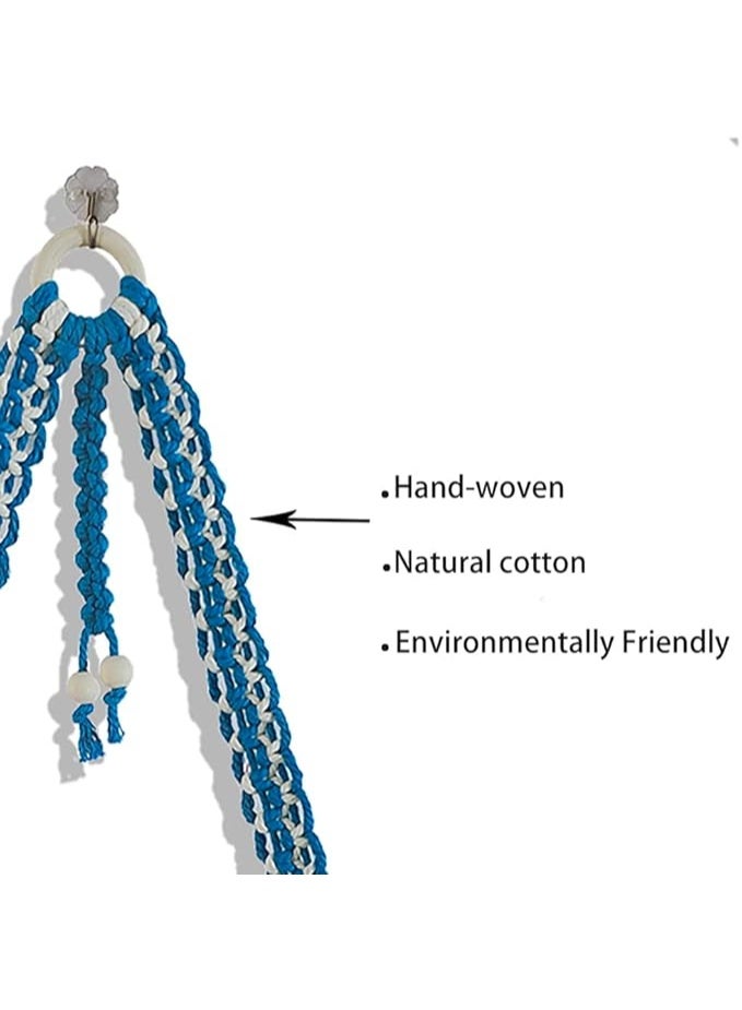 انتيكيانو حامل فوط ورقية مكرمية يثبت على الحائط للمطبخ والحمام - حامل فوط ورقية بوهو تحت الدولاب بدون ثقب (أزرق) - Image 2