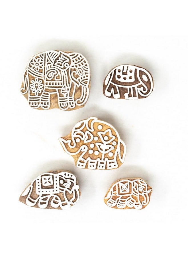 Hashcart Hashcart Wooden Stamp Block, Printing Stamp Design | Set of 5 | Block for Printing Saree Border | Dresses, Craft Card Making, Scrapbook, Clay Pottery  - Image 2