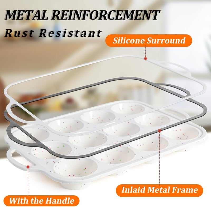 CAKETIME Silicone Muffin Pans for Baking, with Metal Reinforced Frame 2.8 Inch Regular Size Silicone Molds Nonstick 12 Cups for Baking Homemade Muffins, Cupcakes, Egg Bites 2 Pack Dishwasher Safe BPA Free - Image 5