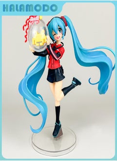 HALAMODO Hatsune Miku in Game Uniform Style: The Adorable Handmade Figure of Anime Maiden as a Desk Ornament for Female Presents  - Image 1