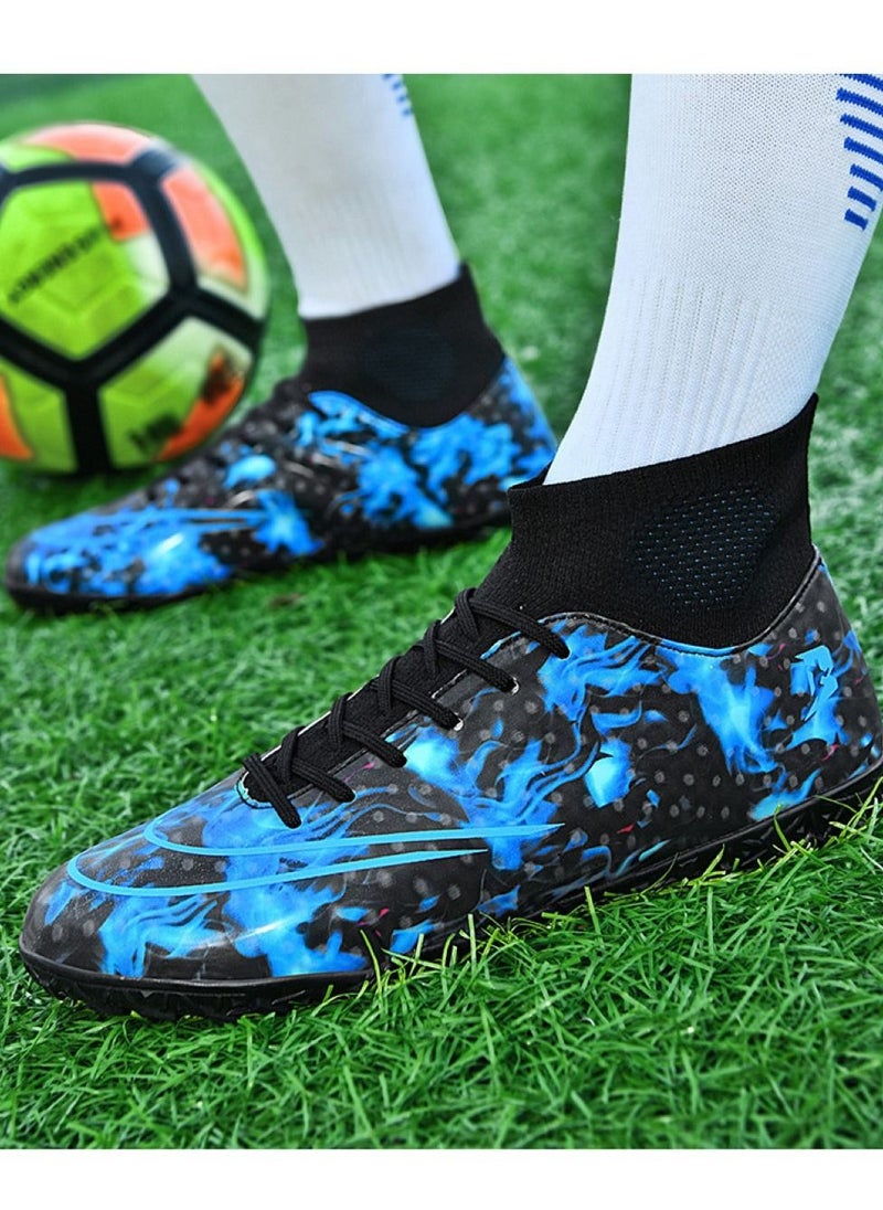 Loquat - High-Top Cleats Competition Sports Football Shoes Black/Blue - Image 1