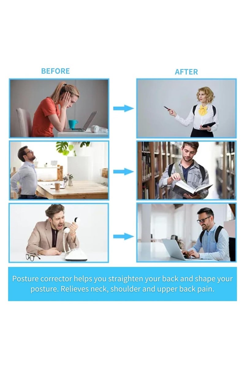 GNAFOTU Posture Corrector for Women, Back Brace for Men,Adjustable Shoulder Brace,Posture Brace, Back Straightener, Upper Back Support - Image 2