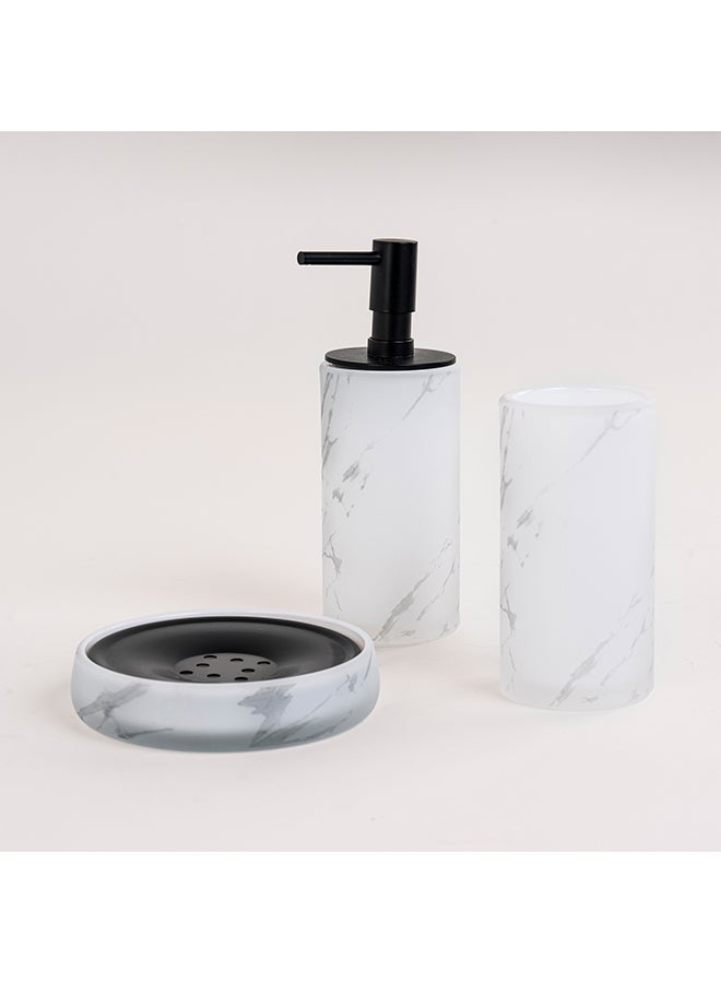 Homez 3 Piece Bath Accessories Set   Glass Metal   Elite Gray - Image 1
