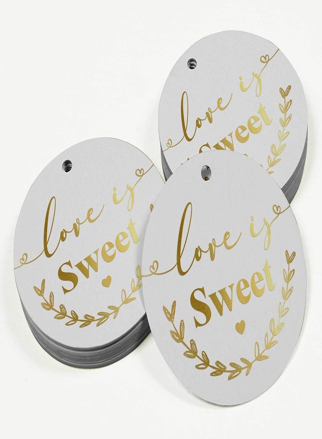 Inkdotpot Gold Foil Paper Hang Tag Love is Sweet Wedding Favor Tag 100 Piece - Image 3