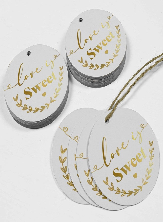 Inkdotpot Gold Foil Paper Hang Tag Love is Sweet Wedding Favor Tag 100 Piece - Image 4
