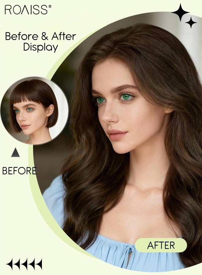 roaiss Long Wavy Cool Brown Wig, Women's Middle Parting Natural Soft Synthetic Heat Resistant Hair Wig for Wedding Cosplay Party Daily Use, 60cm (24 inches) - Image 3