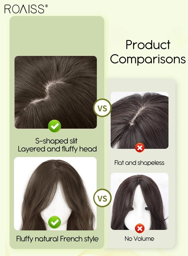 roaiss Long Wavy Cool Brown Wig, Women's Middle Parting Natural Soft Synthetic Heat Resistant Hair Wig for Wedding Cosplay Party Daily Use, 60cm (24 inches) - Image 4