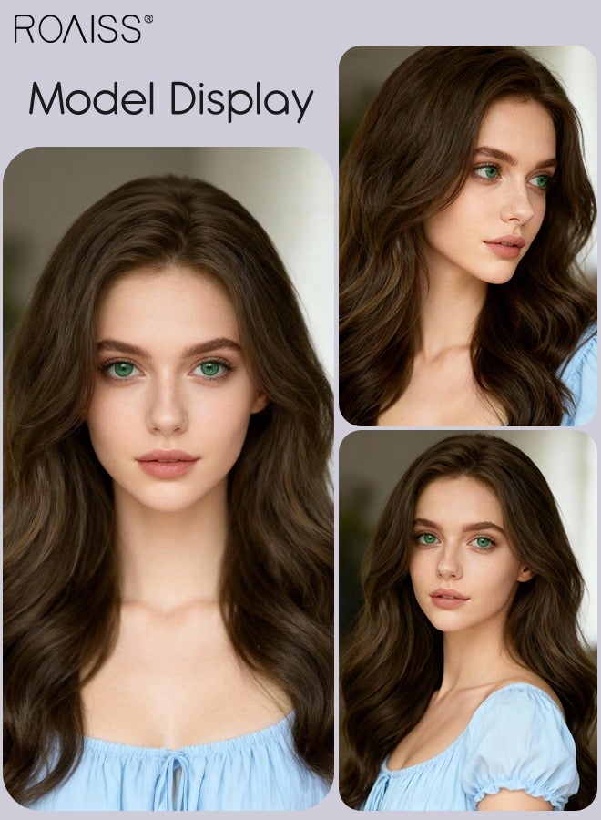 roaiss Long Wavy Cool Brown Wig, Women's Middle Parting Natural Soft Synthetic Heat Resistant Hair Wig for Wedding Cosplay Party Daily Use, 60cm (24 inches) - Image 5