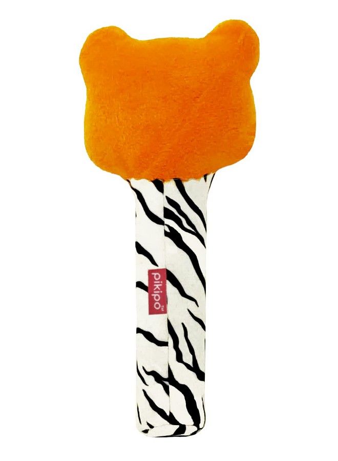 Pikipo Tiger Face Rattle Soft Toy With Squeeze Handle For Squeaky Sound (Orange) - Image 5