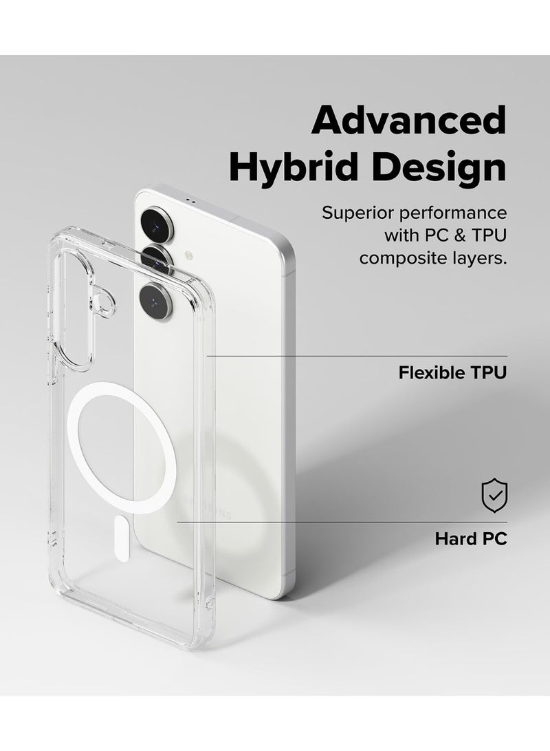 ACLIX Case for Samsung Galaxy S25 FE Compatible with MagSafe, Coated for Scratch & Discoloration Resistant, Shockproof Air Pockets - Magnetic Clear - Image 2