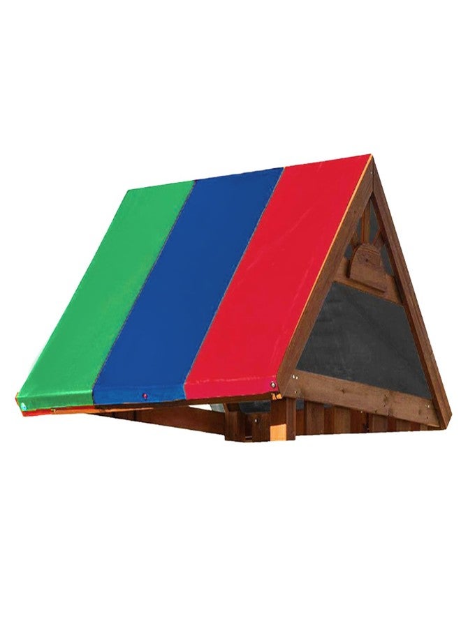 CHEOTIME Swing Set Replacement Tarp, 52 x 89 in Multicolor Playground Roof, Multicolor Backyard Playset Canopy Replacement for Play Set Outdoor(Green + Blue + Red) - Image 1