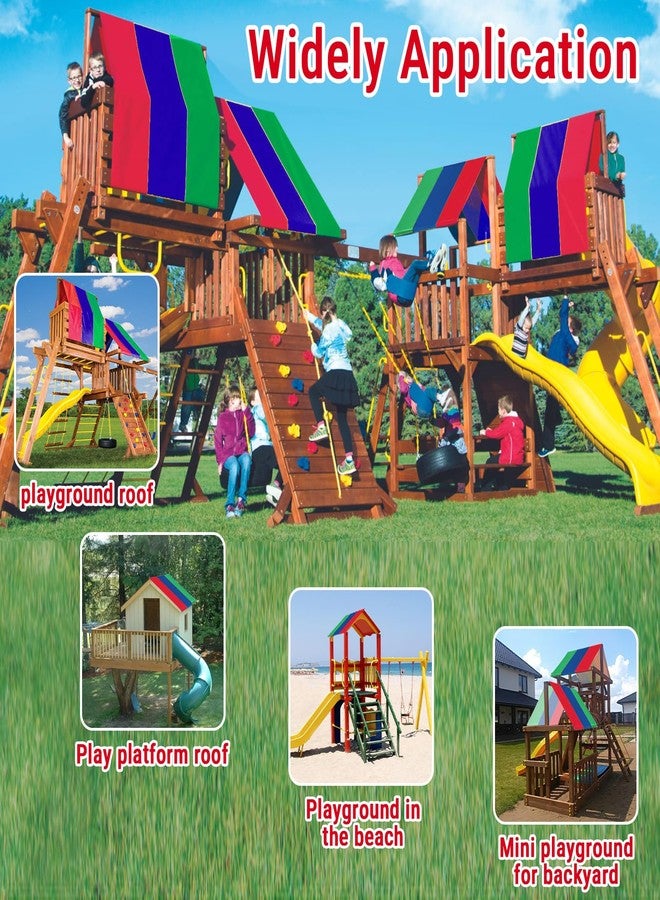 CHEOTIME Swing Set Replacement Tarp, 52 x 89 in Multicolor Playground Roof, Multicolor Backyard Playset Canopy Replacement for Play Set Outdoor(Green + Blue + Red) - Image 4