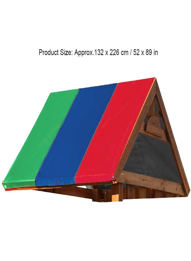 CHEOTIME Swing Set Replacement Tarp, 52 x 89 in Multicolor Playground Roof, Multicolor Backyard Playset Canopy Replacement for Play Set Outdoor(Green + Blue + Red) - Image 2