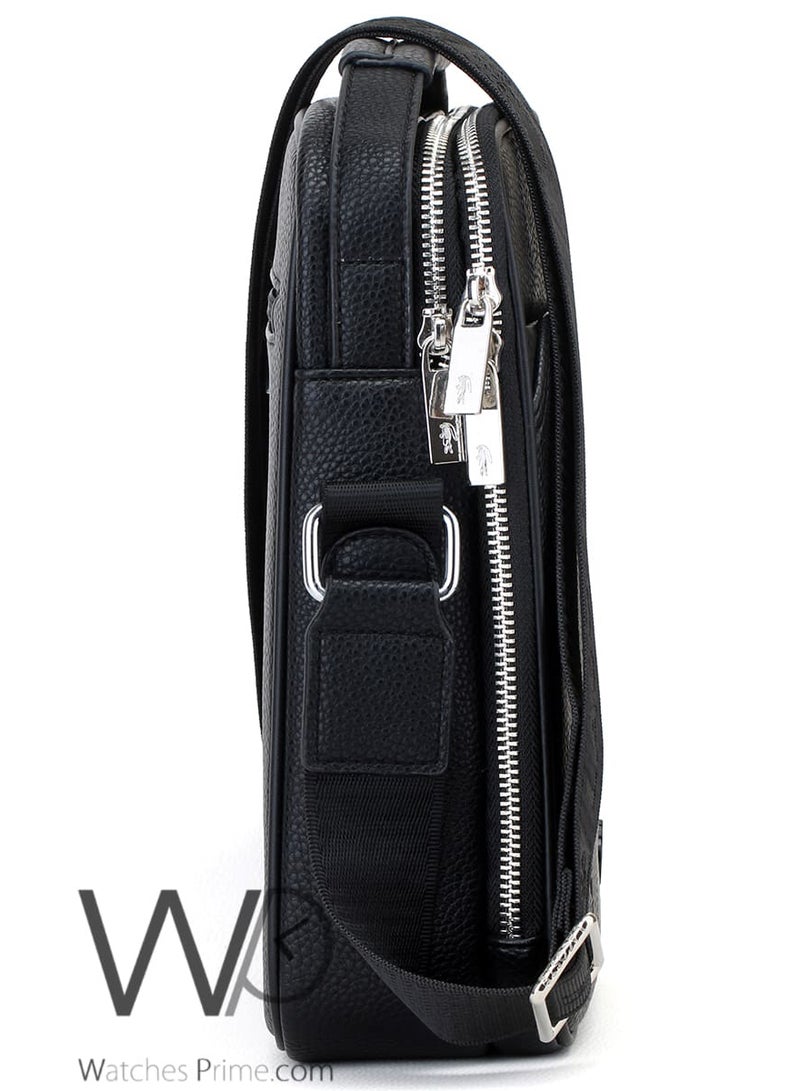 Lacoste Croc Crossbody Messenger Leather Bag Black For Men - Image 5