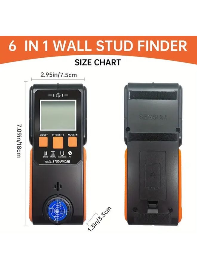 بلاك 6 إن 1 ماسح الحائط يكشف المعادن والخشب والأسلاك الحية مع فقاعة مستوى تحذير التيار المتردد - Image 3