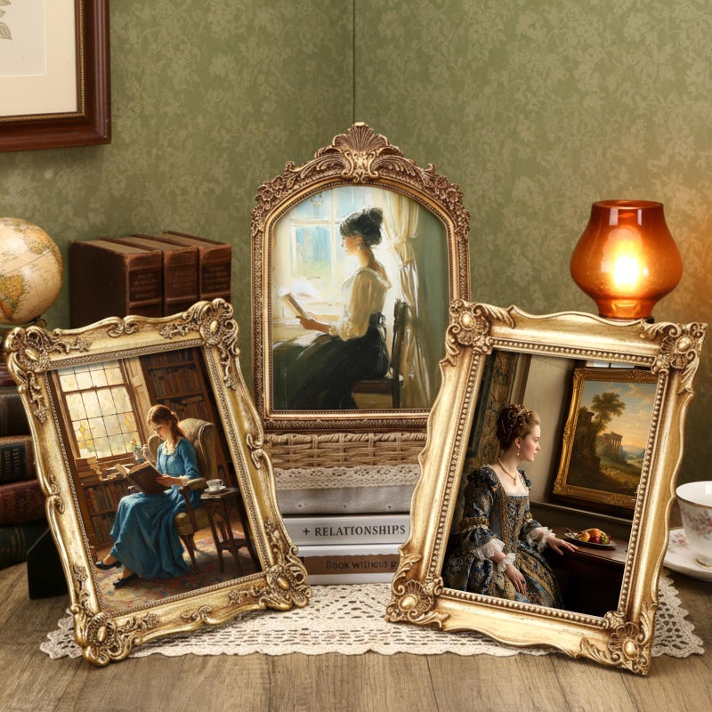 BrightRow 3 Pack Vintage Picture Frames, 8x10 Inch Gold Bronze Elegant Antique Photo Frames with Glass Front for Tabletop and Wall Mount Retro Home Decor Gallery Wall Art - Image 3