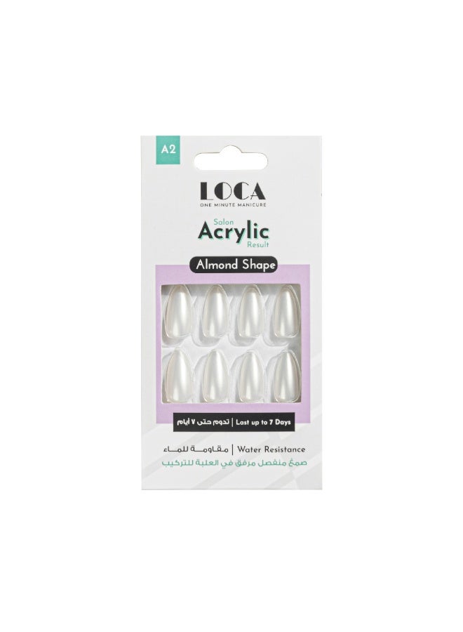 loca أظافر أكريليك A2-شكل لوزي لون لؤلؤي أبيض - Image 1