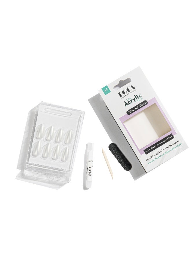 loca أظافر أكريليك A2-شكل لوزي لون لؤلؤي أبيض - Image 3