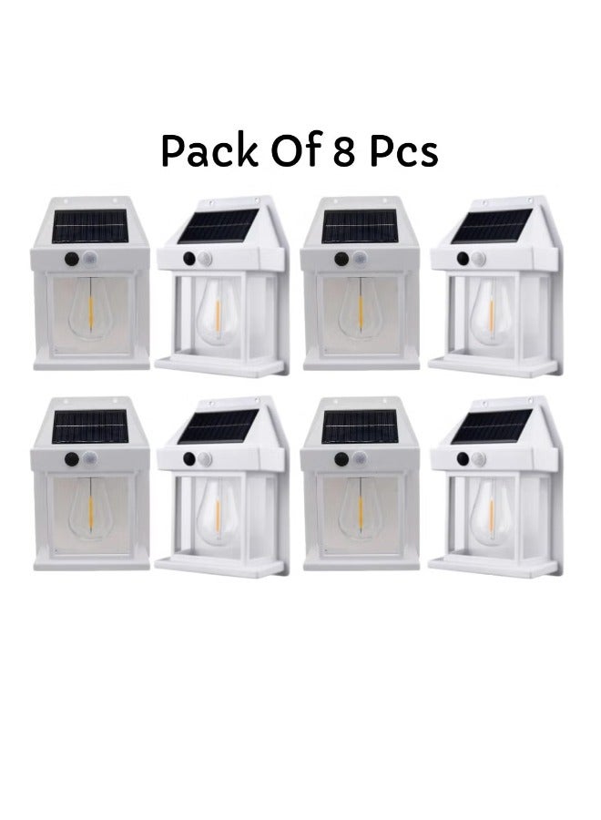 Pack Of 8 Pcs Solar Outdoor Light Solar Motion Sensor Security Lights With 3 Lighting Modes Wireless Solar Wall Lights Waterproof Solar Powered Bulb Lights For Garden Home And Garage Use White - Image 1