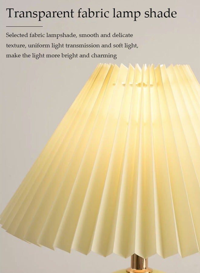 DUNISO 5W Modern Small Ceramic Table Lamp, Classic Bedside Desk lamp for Living Room Bedroom, Farmhouse Nightstand Lamps with Fabric Shade - Image 3