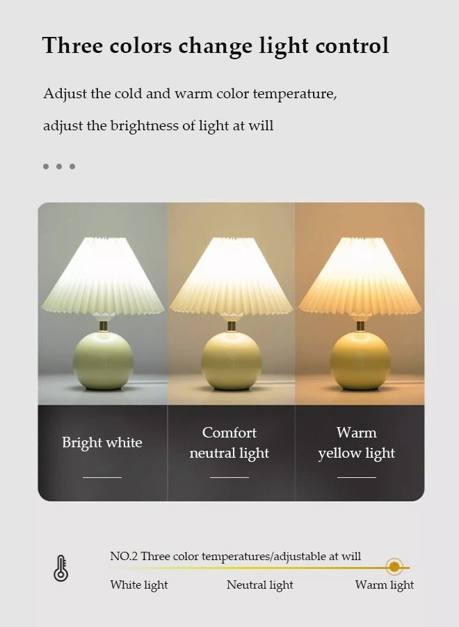 DUNISO 5W Modern Small Ceramic Table Lamp, Classic Bedside Desk lamp for Living Room Bedroom, Farmhouse Nightstand Lamps with Fabric Shade - Image 4