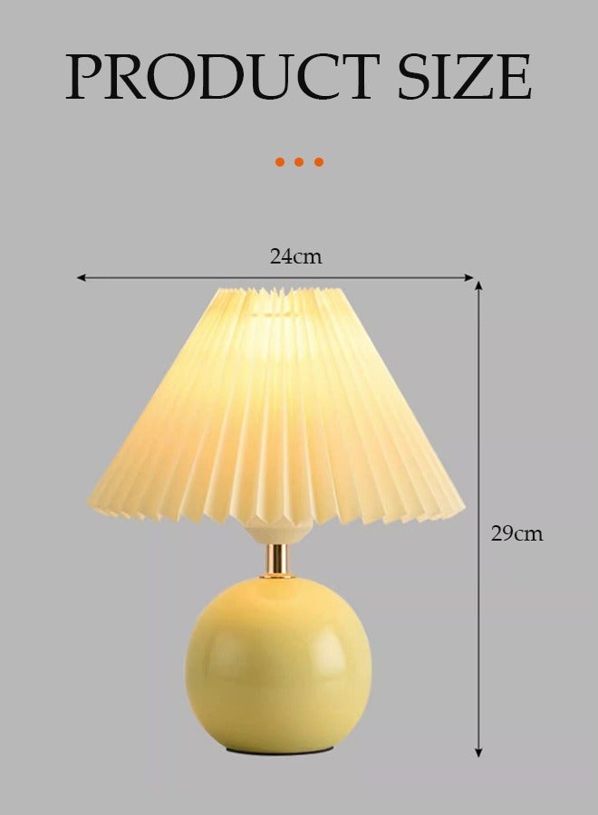 DUNISO 5W Modern Small Ceramic Table Lamp, Classic Bedside Desk lamp for Living Room Bedroom, Farmhouse Nightstand Lamps with Fabric Shade - Image 2