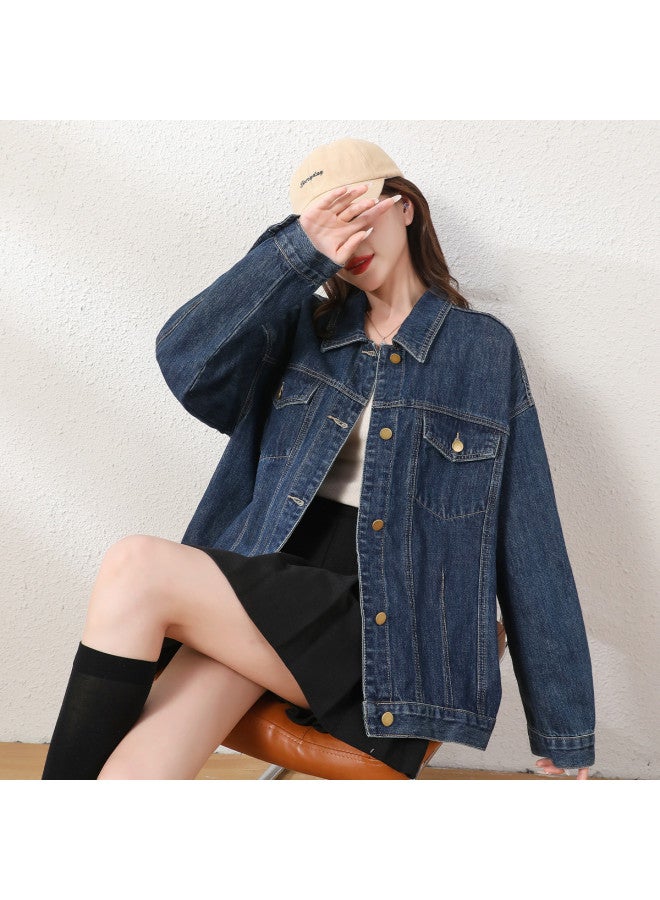 TonLion commute-ready Minimalist Solid Color Lapel Cropped Top - Spring Youthful Slimming Korean-style Denim Jacket - Image 3
