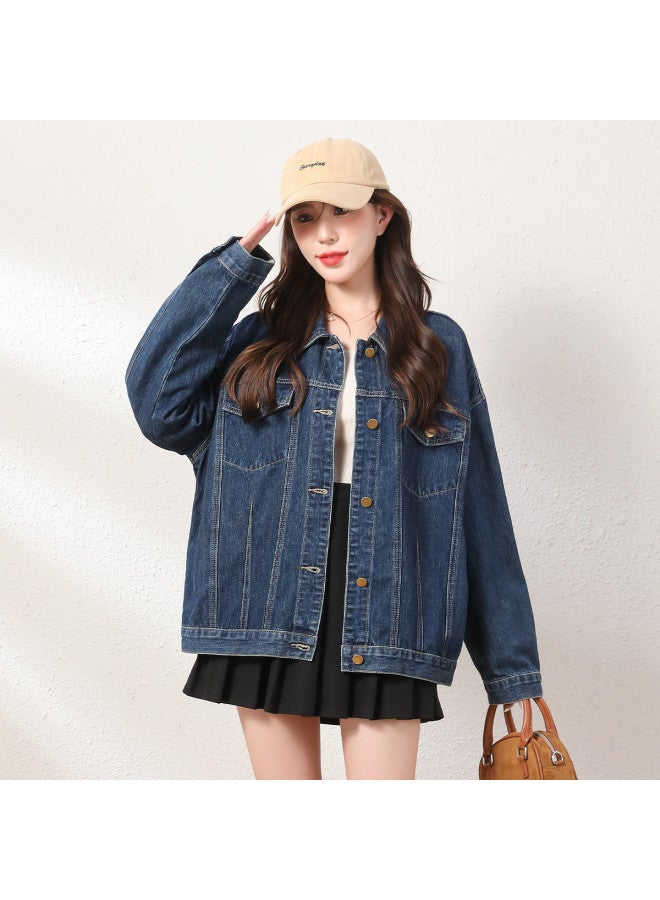 TonLion commute-ready Minimalist Solid Color Lapel Cropped Top - Spring Youthful Slimming Korean-style Denim Jacket - Image 4