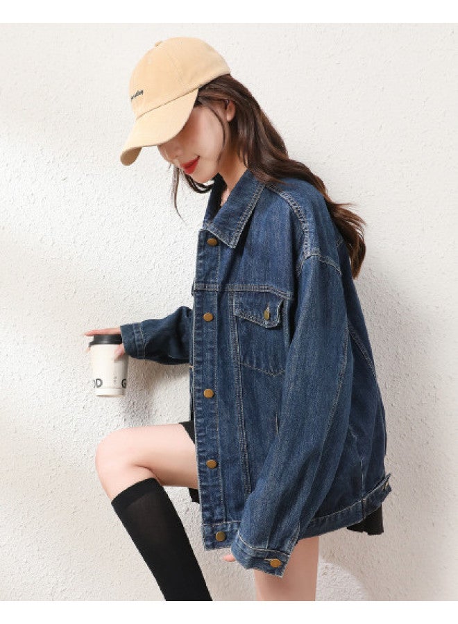 TonLion commute-ready Minimalist Solid Color Lapel Cropped Top - Spring Youthful Slimming Korean-style Denim Jacket - Image 1