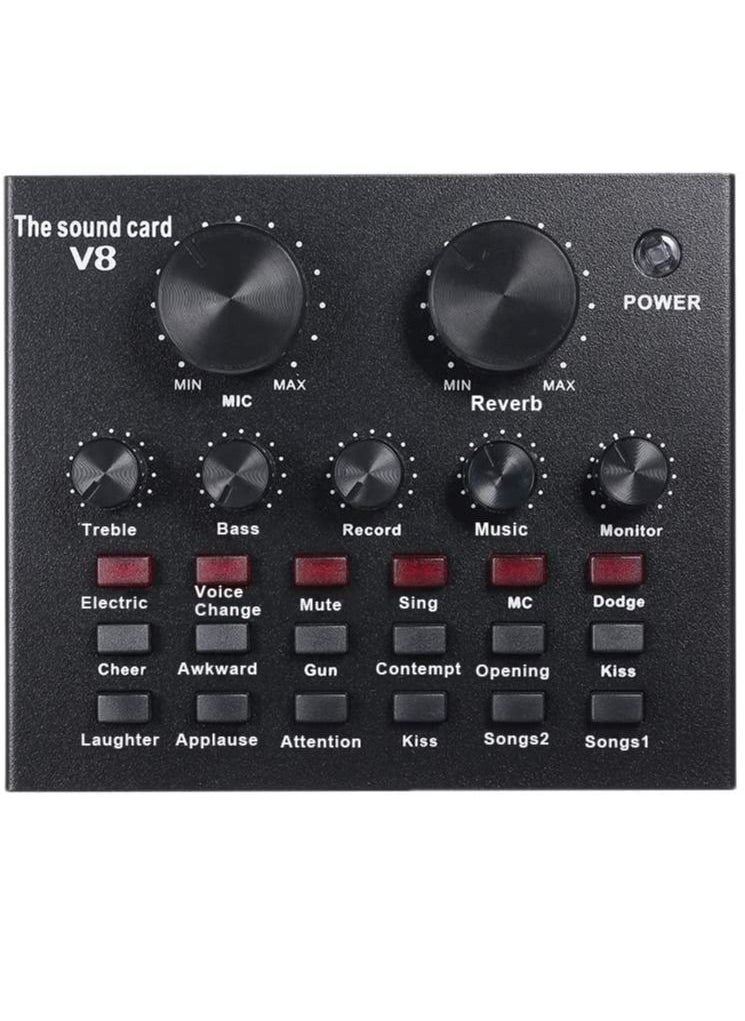 null - V8 Multifunctional Live Sound Card USB Audio Interface Intelligent Volume Adjustable Audio Mixer Sound Card for Recording Hosting Speech - Image 1