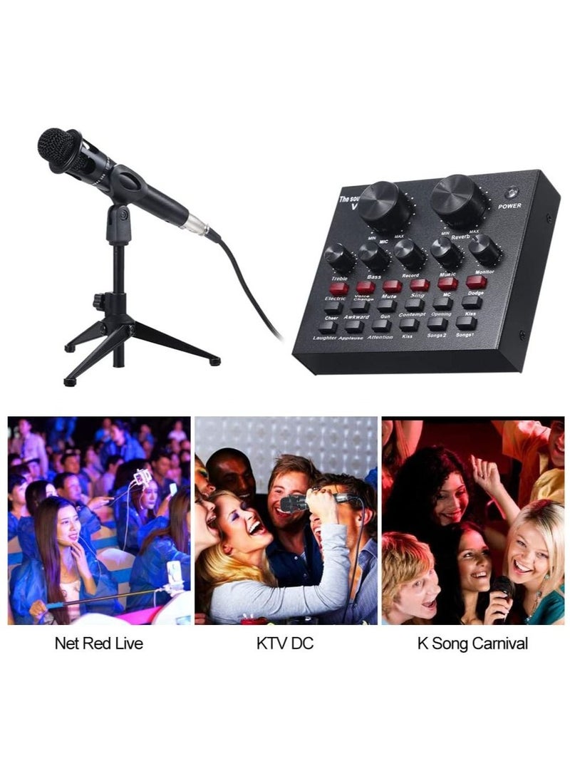 null - V8 Multifunctional Live Sound Card USB Audio Interface Intelligent Volume Adjustable Audio Mixer Sound Card for Recording Hosting Speech - Image 1